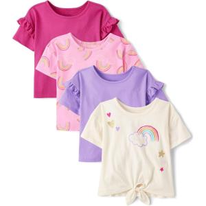 imageThe Childrens Place BabyGirls and Toddler Short Sleeve Everyday Casual Knit ShirtRainbow 4pack