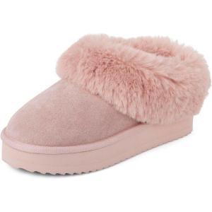imageThe Childrens Place Girls IndoorOutdoor Comfy Slip on Platform Shoes Faux Fur Lined SlipperPink