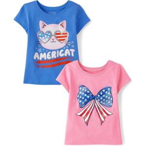 imageThe Childrens PlaceBaby Girlsand Toddler All Holidays Short Sleeve Graphic TShirtsAmericatAmerican Flag Bow