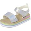 imageThe Childrens Place girls Baby Girls and Toddler Platform Sandals With Adjustable Ankle StrapSilver Multi