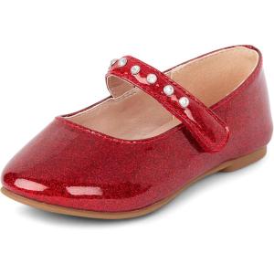 imageThe Childrens Place BabyGirls Toddler Closed Toe Ballet FlatsRed
