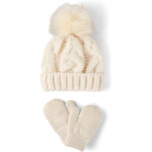 imageThe Childrens Place Unisex Baby And Toddler Winter Hat and Mittens Cold Weather SetOatmeal Cable Set