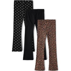imageThe Childrens Place Girls Flare LeggingsBlackCheetahPolka Dot 3pack