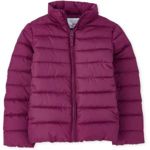 imageThe Childrens Place Girls Medium Weight Puffer Jacket Windresistant WaterresistantPurple Rose