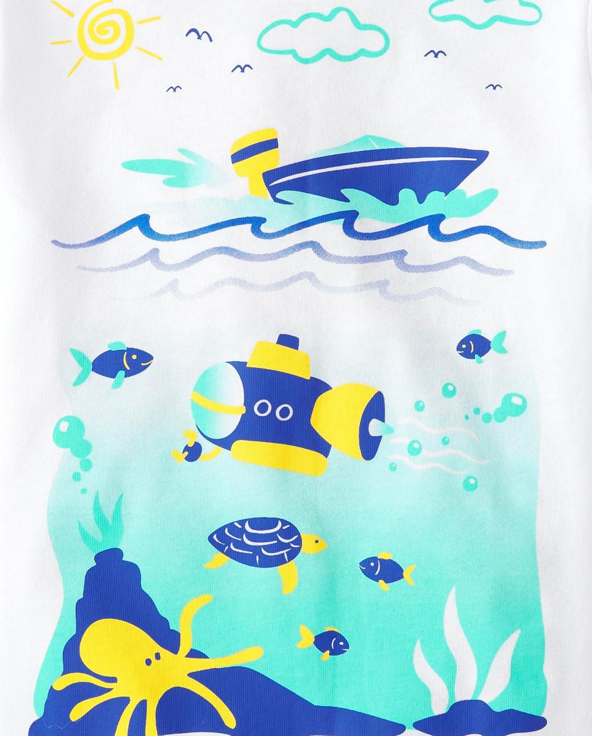 imageThe Childrens Place BabyBoys and Toddler DinoAnimalsSharks Short Sleeve Graphic TShirts3 PackAll VibesSharksOcean