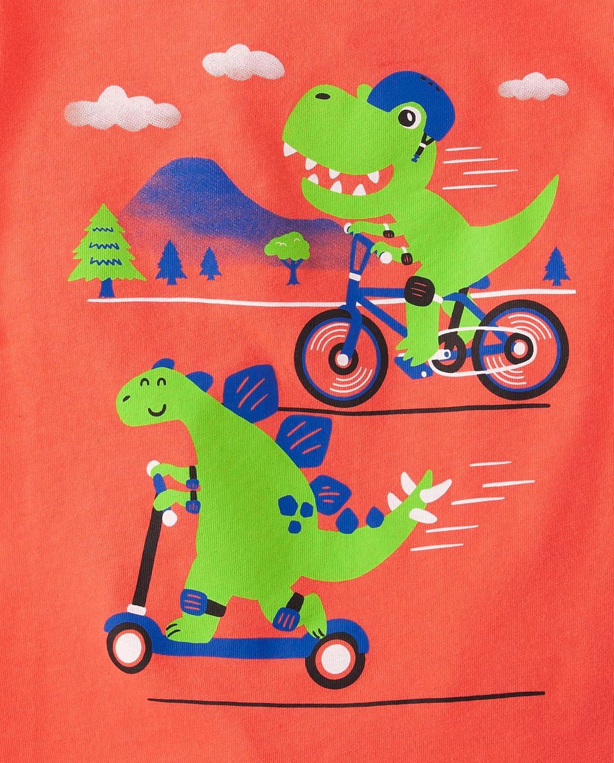 imageThe Childrens Place BabyBoys and Toddler DinoAnimalsSharks Short Sleeve Graphic TShirts3 PackDino BikeDinoSea Creature