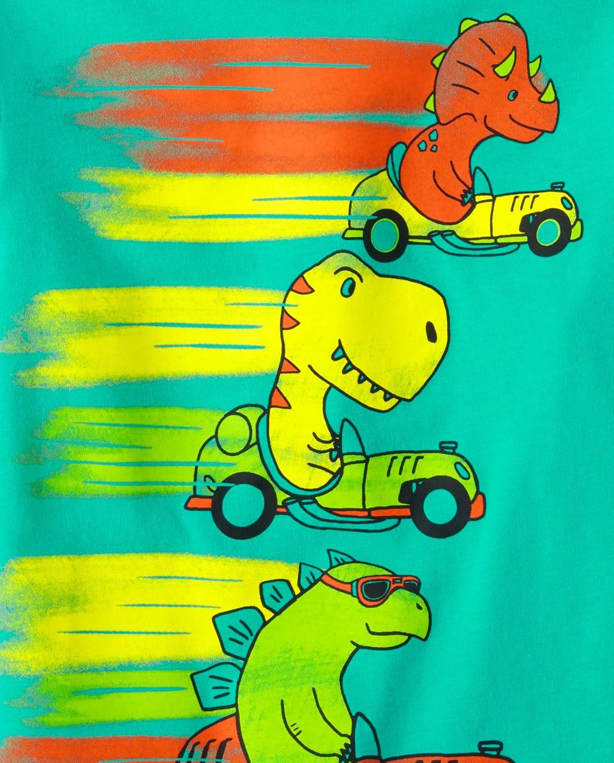 imageThe Childrens Place BabyBoys and Toddler DinoAnimalsSharks Short Sleeve Graphic TShirts3 PackDino CarsDinoDinos