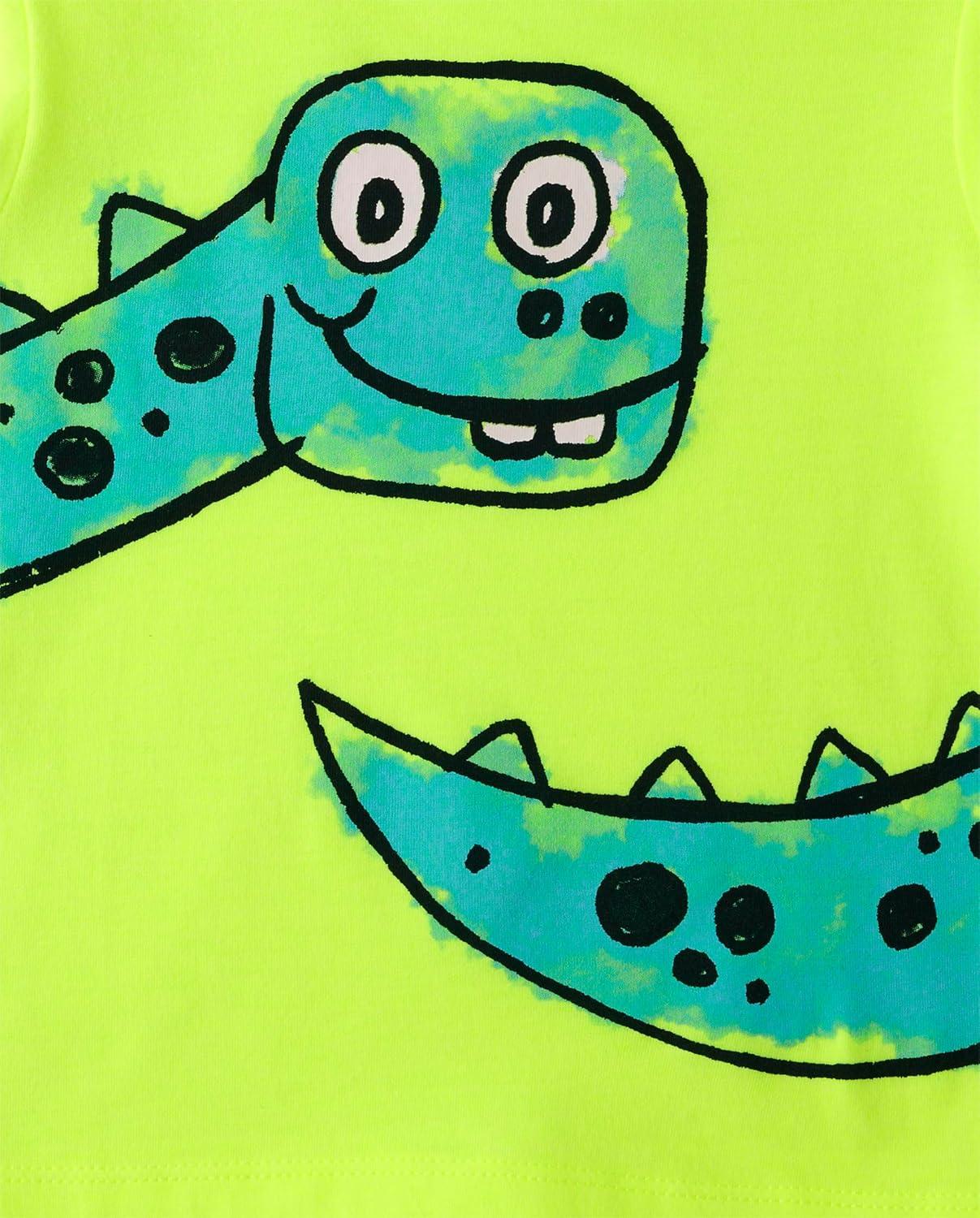 imageThe Childrens Place BabyBoys and Toddler DinoAnimalsSharks Short Sleeve Graphic TShirts3 PackDino CarsDinoDinos