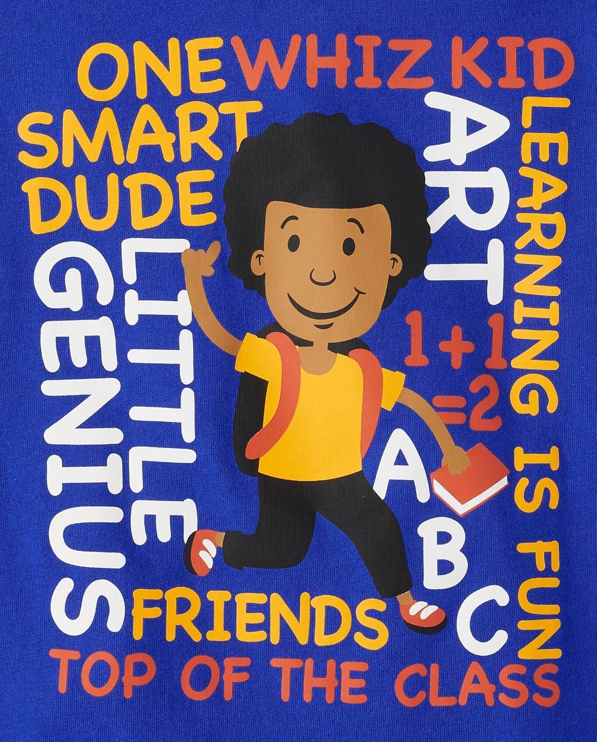 imageThe Childrens Place BabyBoys and Toddler DinoAnimalsSharks Short Sleeve Graphic TShirts3 PackLove All ColorsTroublemakerGenius