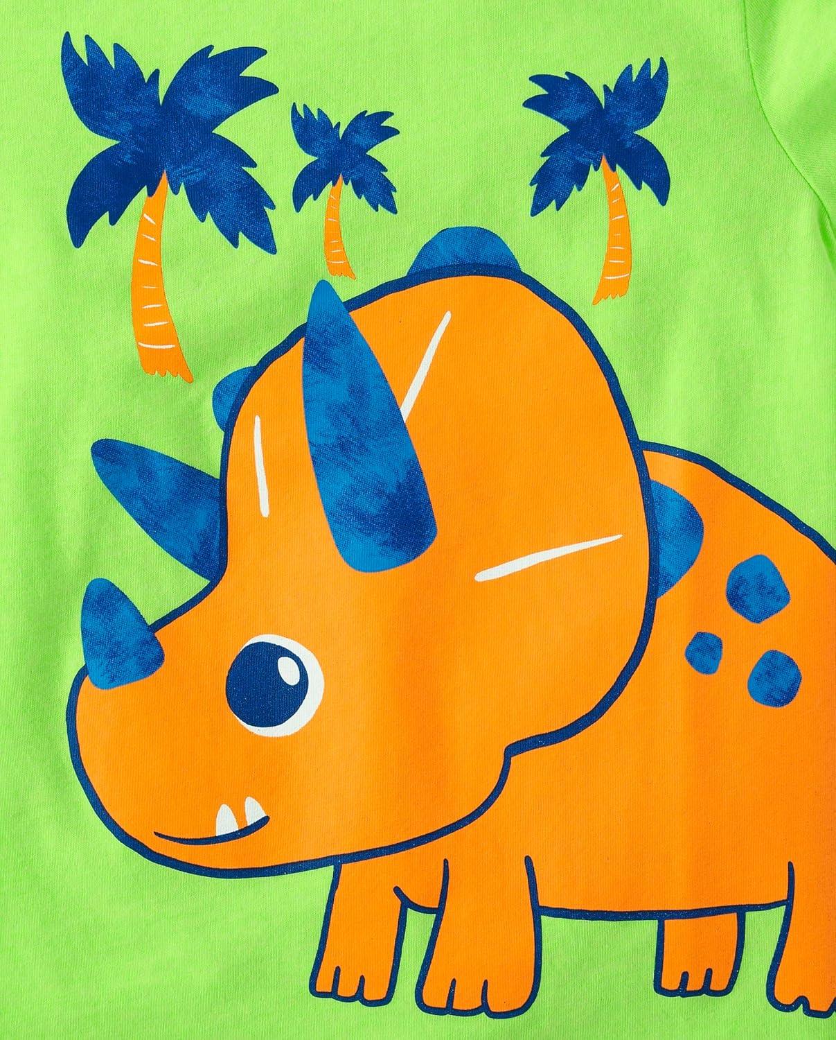 imageThe Childrens Place BabyBoys and Toddler DinoAnimalsSharks Short Sleeve Graphic TShirts3 PackNight DinosDinosTropical Dino