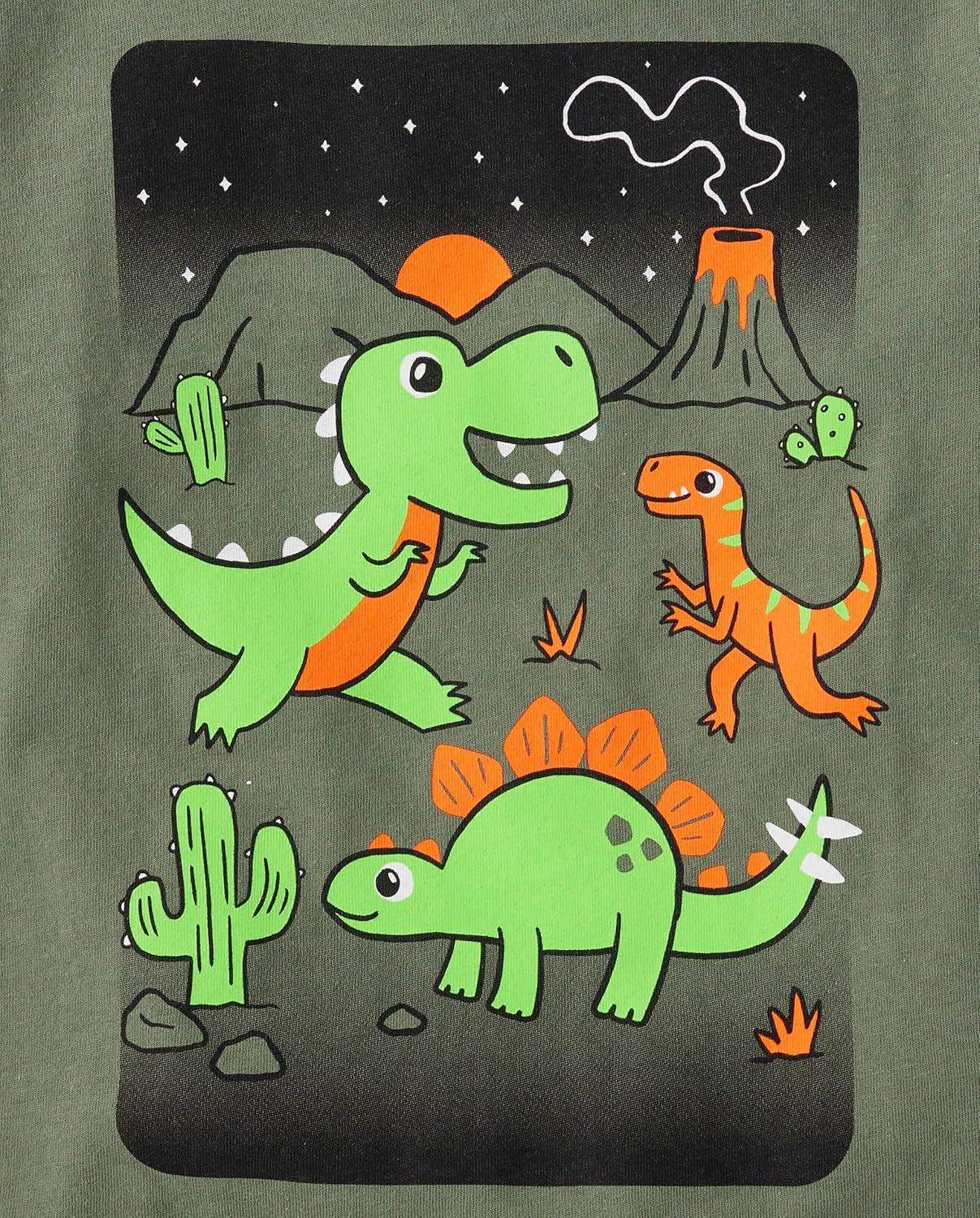 imageThe Childrens Place BabyBoys and Toddler DinoAnimalsSharks Short Sleeve Graphic TShirts3 PackNight DinosDinosTropical Dino