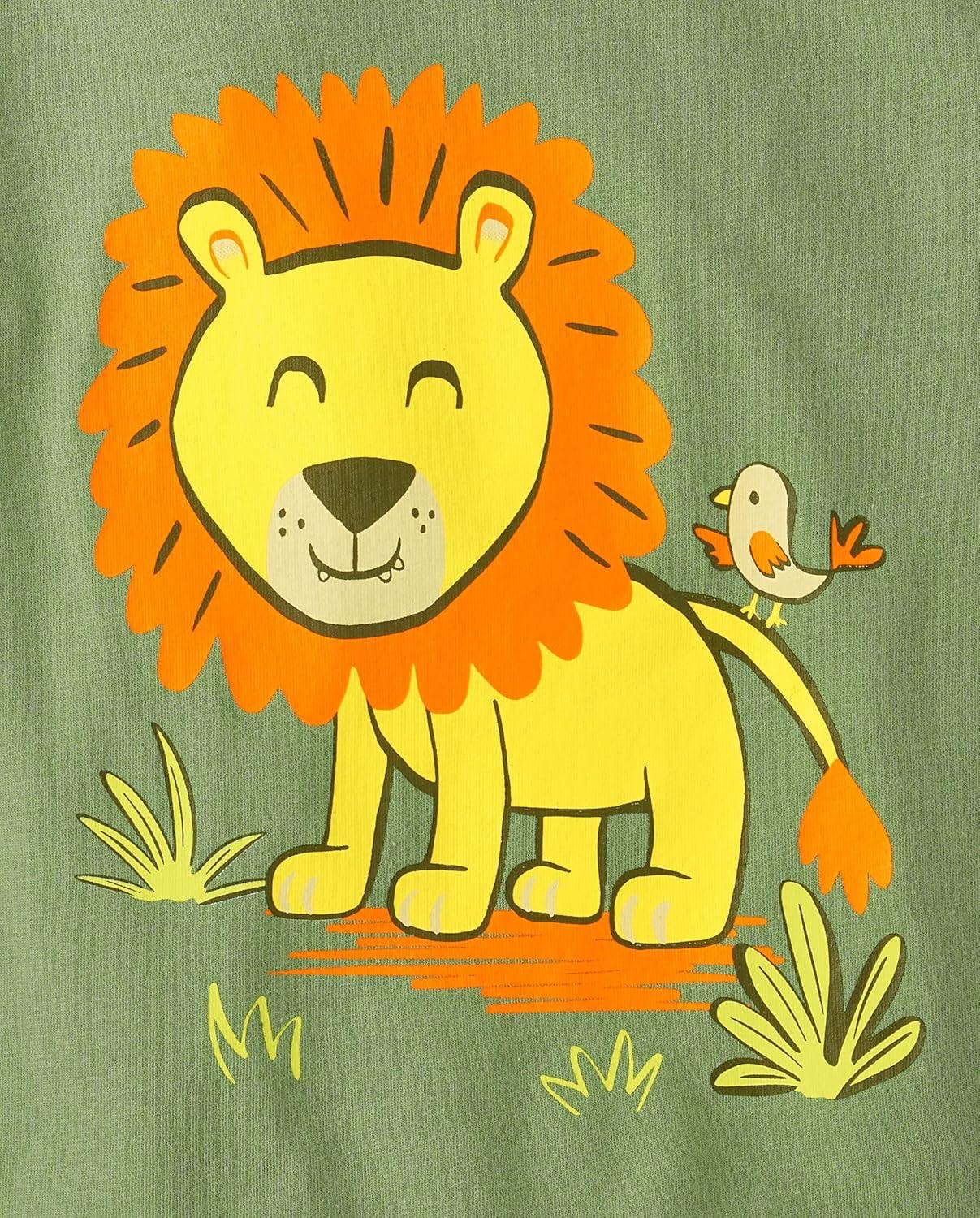 imageThe Childrens Place BabyBoys and Toddler DinoAnimalsSharks Short Sleeve Graphic TShirts3 PackRoarTigerLion