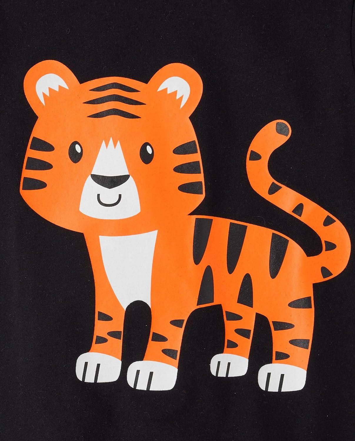 imageThe Childrens Place BabyBoys and Toddler DinoAnimalsSharks Short Sleeve Graphic TShirts3 PackRoarTigerLion