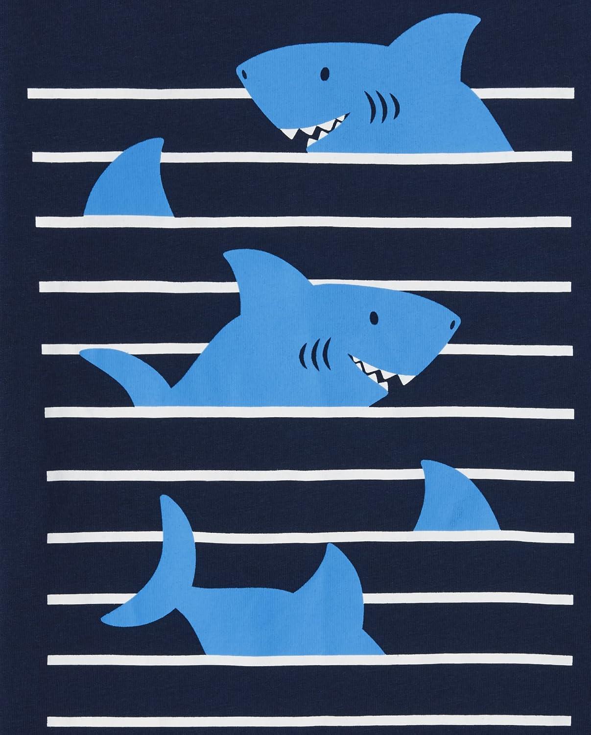 imageThe Childrens Place BabyBoys and Toddler DinoAnimalsSharks Short Sleeve Graphic TShirts3 PackSharksGiraffeLion