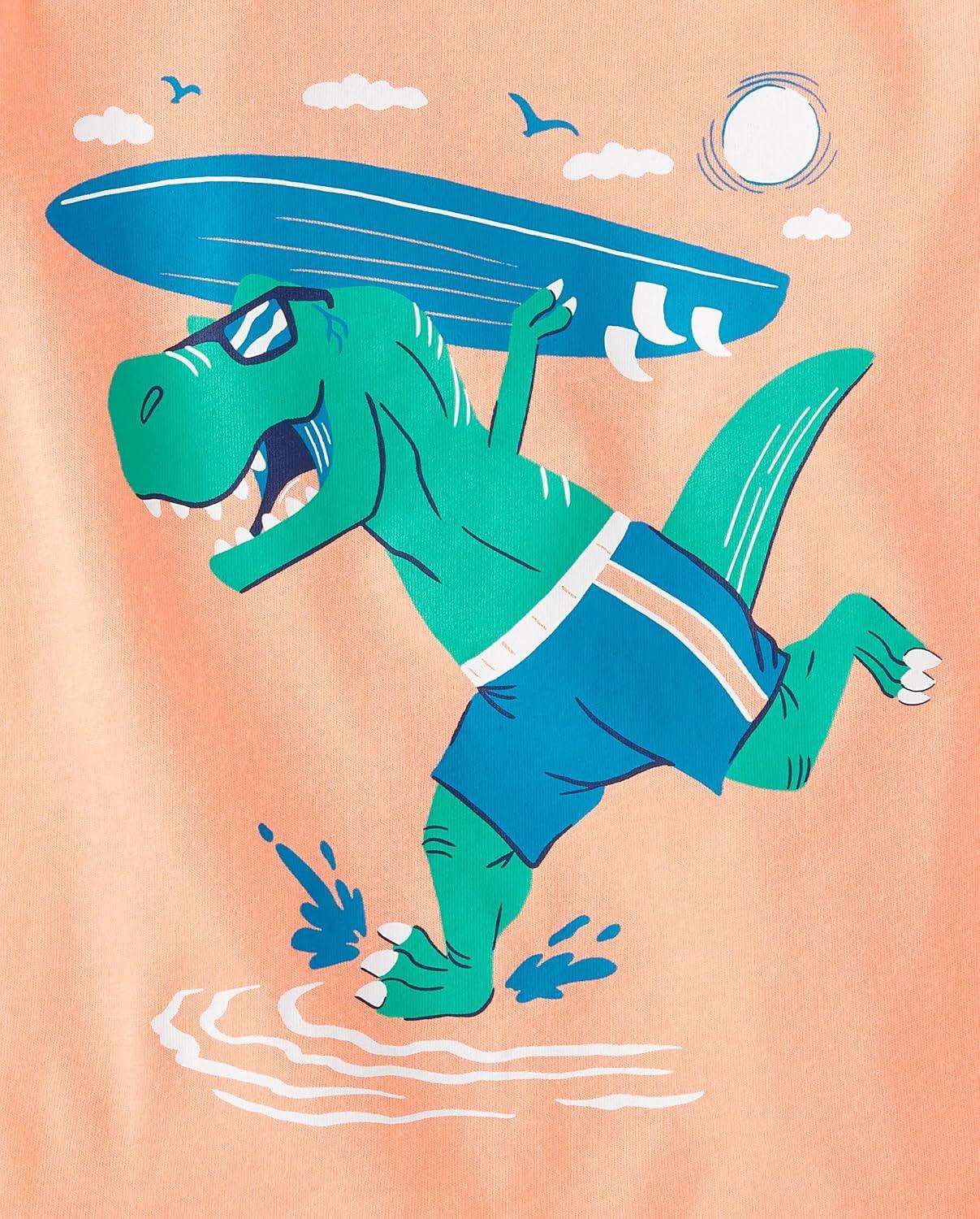 imageThe Childrens Place BabyBoys and Toddler DinoAnimalsSharks Short Sleeve Graphic TShirts3 PackTurtleSharksDino