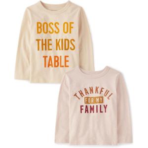 imageThe Childrens Place Baby and Toddler All HolidaysBirthdays Long Sleeve Graphic TShirts2 PackBoss Kids TableThankful for Family