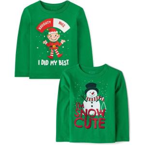 imageThe Childrens Place Baby and Toddler All HolidaysBirthdays Long Sleeve Graphic TShirts2 PackMy BestSnow Cute