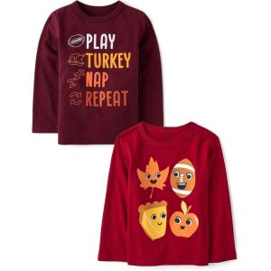 imageThe Childrens Place Baby and Toddler All HolidaysBirthdays Long Sleeve Graphic TShirts2 PackTurkeyFall Icons