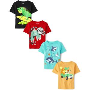 imageThe Childrens Place Baby and Toddler Boys Animal Short Sleeve Graphic TShirts MultipackIguanaSlothSharkAnimals