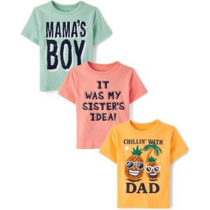 imageThe Childrens Place Baby and Toddler Boys Vehicle Short Sleeve Graphic TShirts MultipackMamas BoySisters IdeaChillin Dad