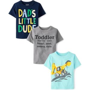 imageThe Childrens Place Baby and Toddler Boys Vehicle Short Sleeve Graphic TShirts MultipackToddler DefExcavatorDads Little