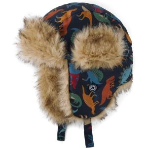 imageThe Childrens Place UnisexBaby and Toddler Winter Trapper Kids Hat with Earflaps Chin Strap and Faux TrimBlue Dinos