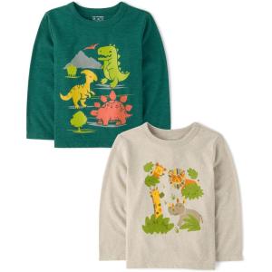 imageThe Childrens PlaceBaby Boysand Toddler Assorted Everyday Long Sleeve Graphic TShirtsDinoJungle Animals