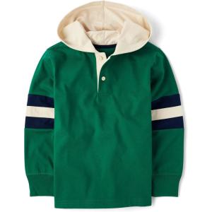imageThe Childrens Place Boys Everyday Casual Hooded Long Sleeve TShirtPark Bench Green