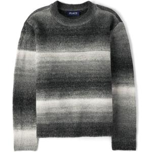 imageThe Childrens Place Boys Long Sleeve Crew Neck Pullover SweaterBlack Ombre