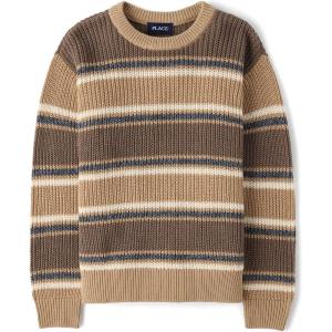 imageThe Childrens Place Boys Long Sleeve Crew Neck Pullover SweaterTumbleweed Stripe