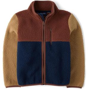 imageThe Childrens Place boys Long Sleeve Sherpa Fleece Full Zip JacketTerra