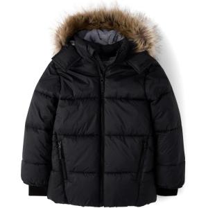 imageThe Childrens Place boys Water and Wind Resistant Hooded Zip Front Parka JacketBlack Faux Fur