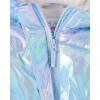 imageThe Childrens Place girls Water and Wind Resistant Hooded Zip Front Puffer Jacket Microfleece LinedBlue Iridescent