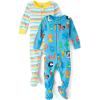 imageThe Childrens Place Baby Girls and Toddler Long Sleeve 100 Cotton ZipFront One Piece Footed PajamaEducational 2pack