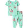 imageThe Childrens Place Baby Girls and Toddler Short Sleeve Top and Pants Snug Fit 100 Cotton 2 Piece Pajama SetMint Floral
