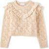 imageThe Childrens Place Girls Long Sleeve Crew Neck Pullover SweaterBeige Ruffle