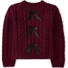 imageThe Childrens Place Girls Long Sleeve Pullover Cable Knit SweaterSugar Beet Bow