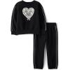 imageThe Childrens Place babygirls And Toddler Long Sleeve Active Shirt and Pant 2 Piece OutfitBlack Heart