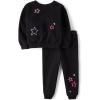 imageThe Childrens Place babygirls And Toddler Long Sleeve Active Shirt and Pant 2 Piece OutfitBlack Stars