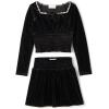 imageThe Childrens Place girls Smocked Top and Skirt 2 Piece SetBlack Velour