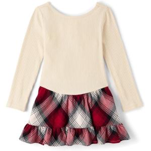 imageThe Childrens Place Baby Girls and Toddler Long Sleeve Casual DressesRed Ochre Plaid