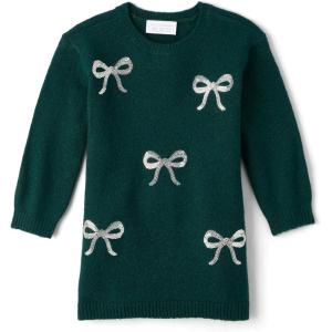 imageThe Childrens Place Baby Girls and Toddler Long Sleeve Sweater DressGreen Bows