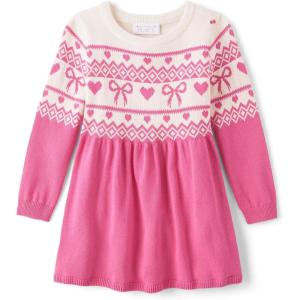 imageThe Childrens Place Baby Girls and Toddler Long Sleeve Sweater DressPink Fairisle