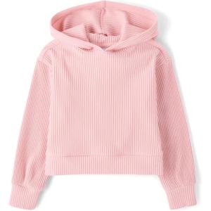 imageThe Childrens Place Girls Active Long Sleeve Plush Hooded SweatshirtLt Plum Ribbed