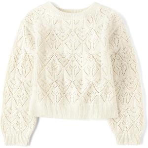 imageThe Childrens Place Girls Long Sleeve Crew Neck Pullover SweaterBunnys Tail Stitched