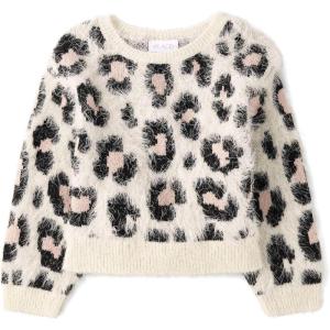 imageThe Childrens Place Girls Long Sleeve Crew Neck Pullover SweaterLeopard