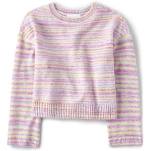 imageThe Childrens Place Girls Long Sleeve Crew Neck Pullover SweaterPink Colorblock