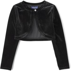 imageThe Childrens Place Girls Long Sleeve Shrug CardiganBlack Velour