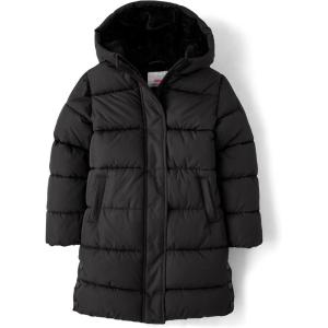 imageThe Childrens Place girls Medium Weight Long Puffer Jacket Windresistant WaterresistantBlack