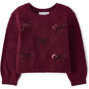 imageThe Childrens Place BabyGirls and Toddler Long Sleeve Crew Neck Pullover SweaterSugar Beet Bows
